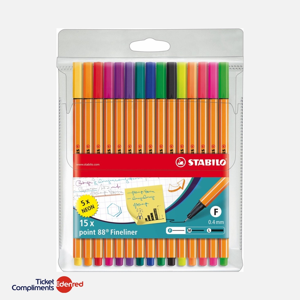 STABILO - Point 88 Fineliner - Etui 10 stuks + 5 Neon