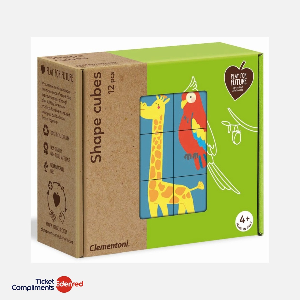 Clementoni - Blokpuzzel - Shape Cubes dieren - 4+